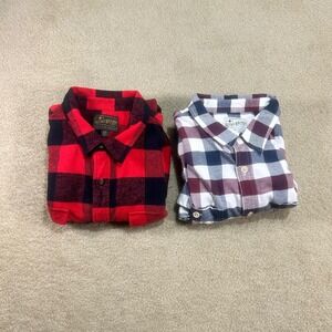 2 - Lucky Brand Mens Large Plaid Flannel Long Sleeve Button Up Saturday Stretch
